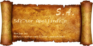 Sátor Apollinár névjegykártya